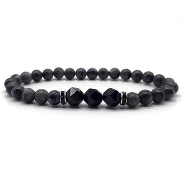 UPLIFTING Labradorite,Steel & Leather 3/pc Bracelet Set